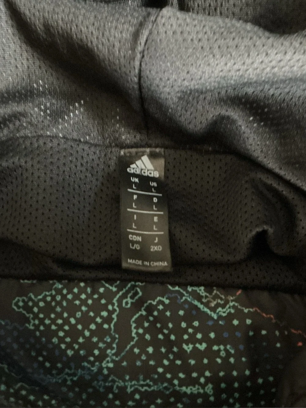 Adidas Men’s Lightweight Hooded Windbreaker Jacket - Black Teal Print